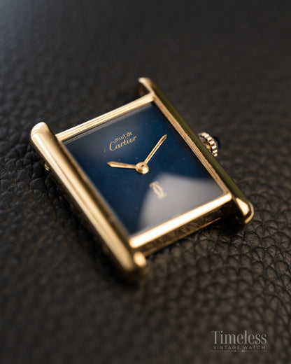 Must de Cartier Tank Manual Blu Lapis Spider Dial LM Ref 6