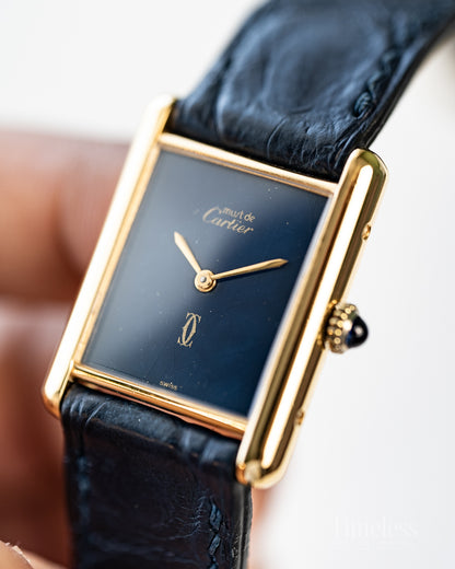 Must de Cartier Tank Manual Blu Lapis Spider Dial LM Ref 6