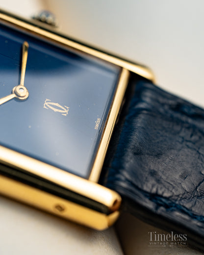 Must de Cartier Tank Manual Blu Lapis Spider Dial LM Ref 6