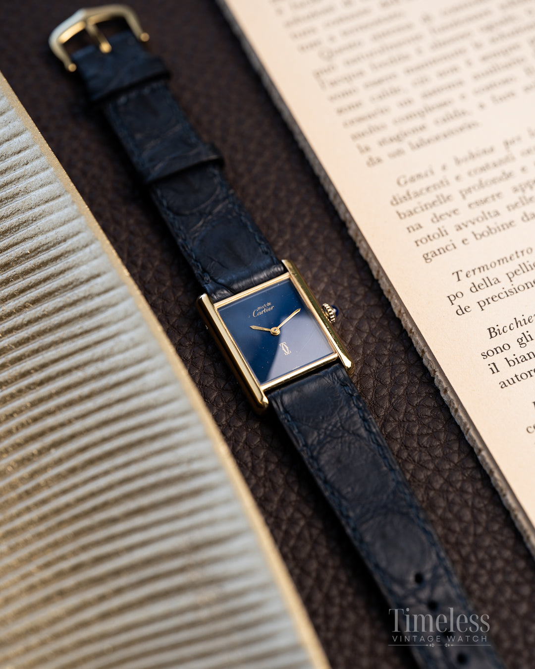 Must de Cartier Tank Manual Blu Lapis Spider Dial LM Ref 6