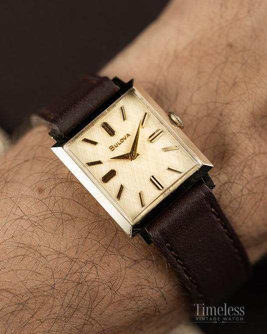 Bulova Vintage ’60 Gold Filled 10K – Tank, Linen Dial
