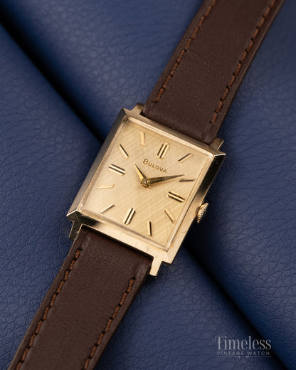 Bulova Vintage ’60 Gold Filled 10K – Tank, Linen Dial