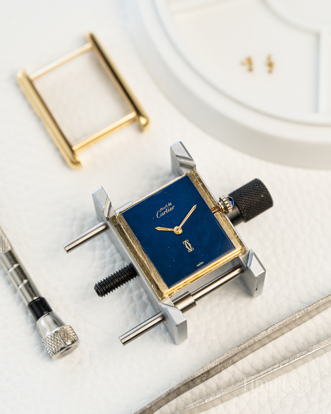 Must de Cartier Tank Manual Blu Lapis Spider Dial LM Ref 6