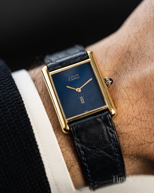 Must de Cartier Tank Manual Blu Lapis Spider Dial LM Ref 6